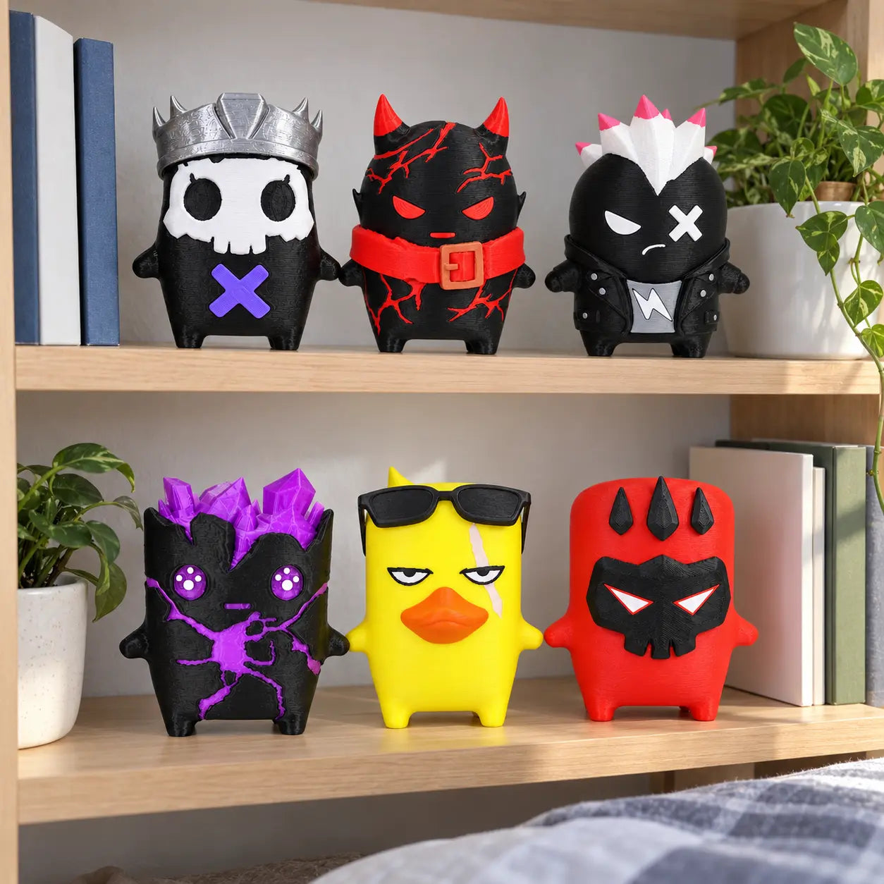 Collection of Little Elements companions on a bookshelf